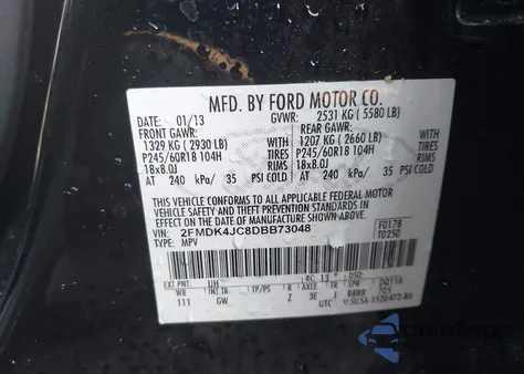 2013 Ford Edge Sel из США, поврежденный, VIN 2FMDK4JC8DBB73048